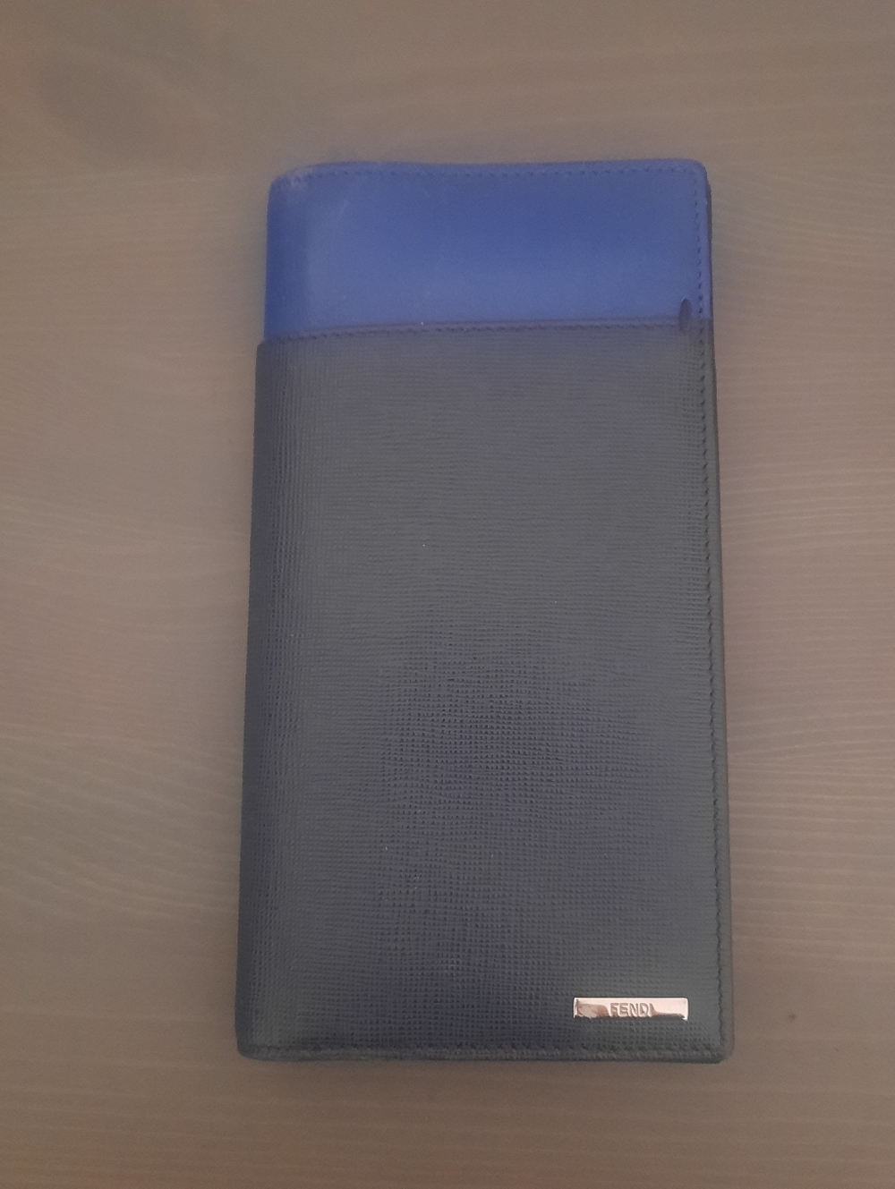Fendi Black and Blue Long Leather Wallet